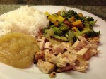 Grilled Chicken, White Rice, Broccoli, Applesauce