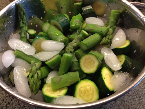 Blanching the Asparagus and Zucchini