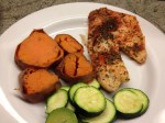 Baked Lemon Garlic Tilapia, Yam Rounds and Zucchini